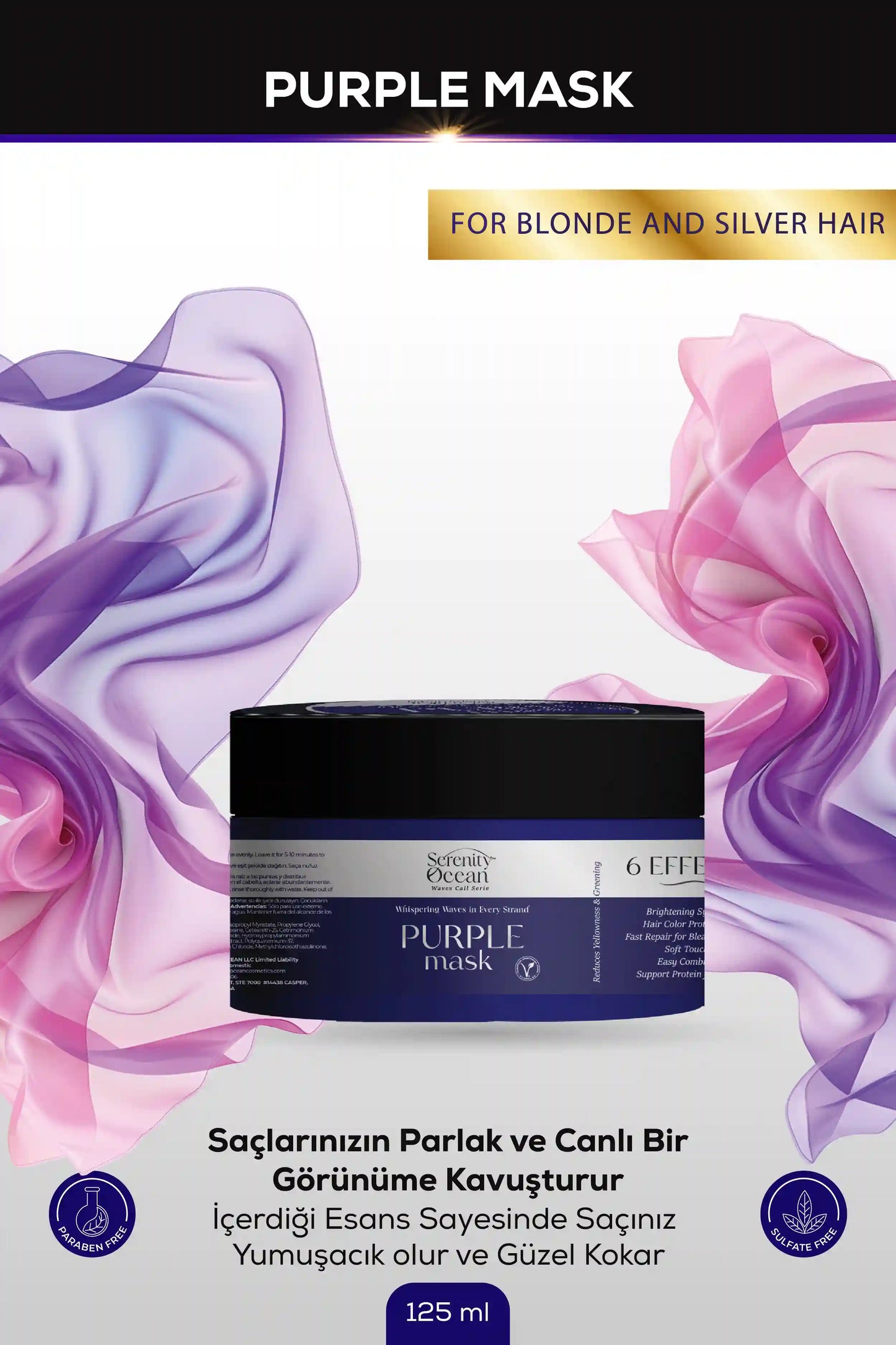 Mor Seri Orta Boy Saç Bakım Seti - (250+250+125ml)