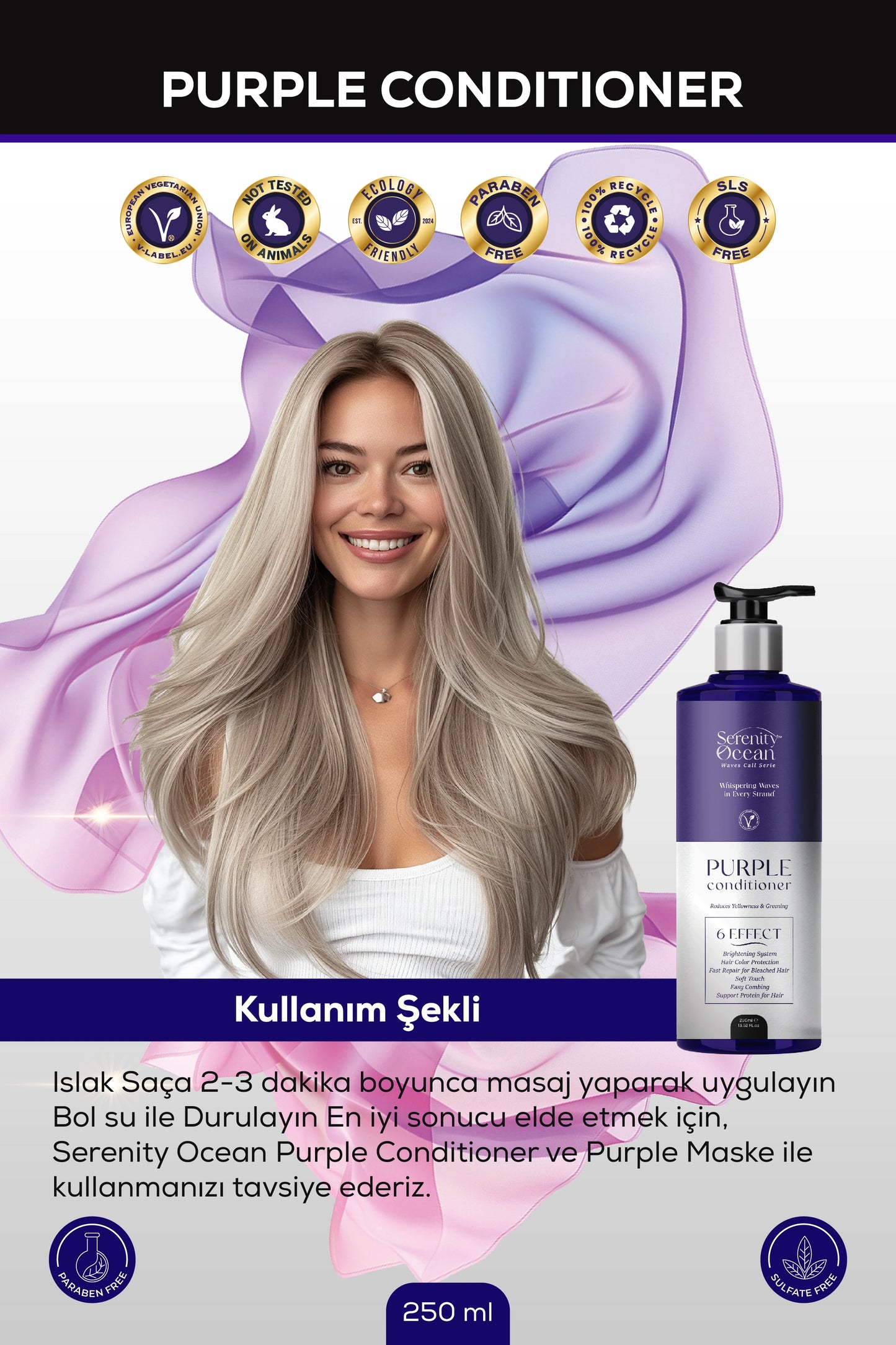 Mor Turunculaşma Karşıtı Saç Bakım Kremi 250 ml