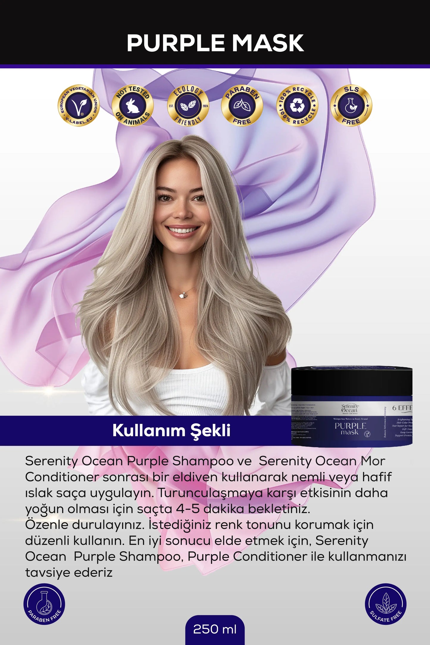 Mor Turunculaşma Karşıtı Saç Bakım Maskesi 250 ml